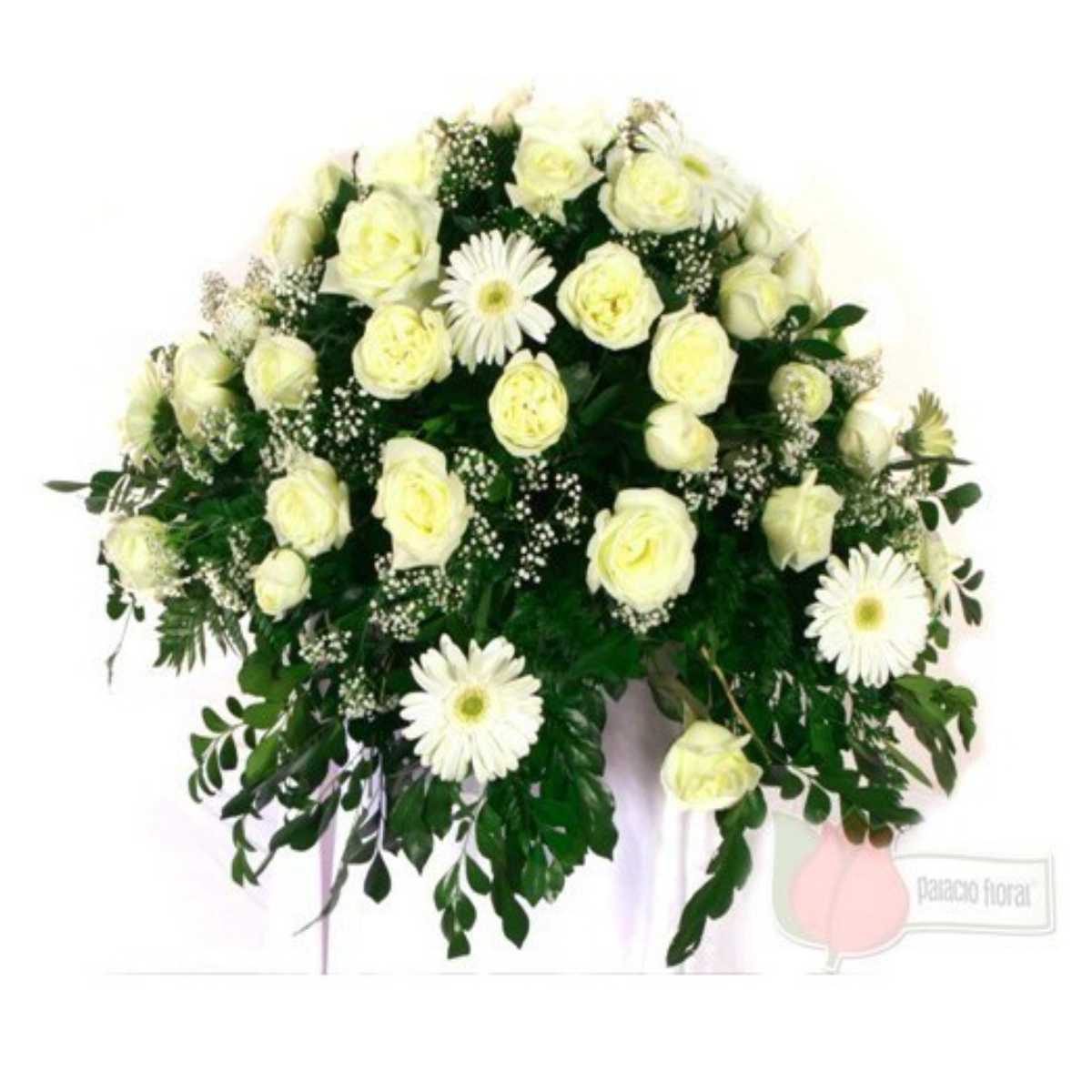 SENTIDO PÉSAME CUBRE CAJA - Arreglo floral N° 057, envío a Abasolo, Nuevo León
